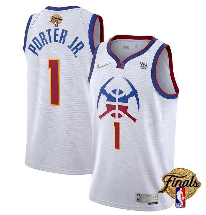 Men%27s Denver Nuggets #1 Michael Porter Jr. White 2023 Finals Earned Edition Stitched Basketball Jersey Dzhi